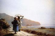 Camille Pissarro Two women talking to the seaside Spain oil painting artist